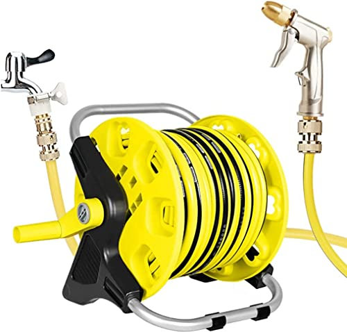 Enrouleur de tuyau d'arrosage portable avec support mural pour outils d'irrigation (tuyau de 20 m inclus)