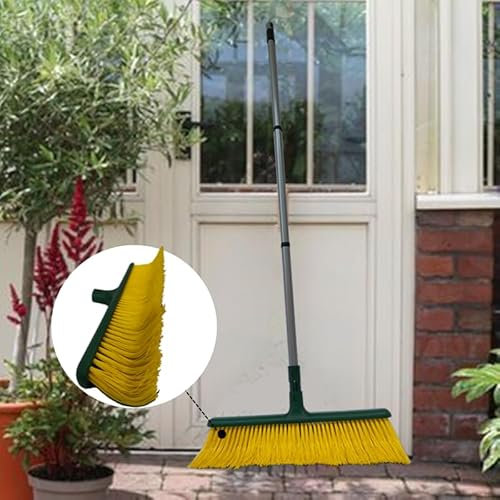 Beolur Leaf Turf Broom 16 W x 55 H for Lawns Yard Artificial Grass Rake Heavy Duty for Leaves, Lawns, Carpet Rake & Groomer (Curved Bristle)