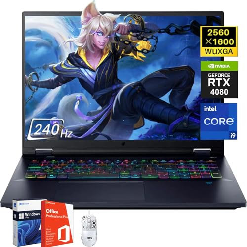 acer Predator Helios 18 Inch 240Hz Gaming Laptop, Intel i9-14900HX, GeForce RTX 4080, 32 GB DDR5, 2 TB SSD, WiFi 7, AI PC, Backlit KB, Win 11 Pro, Office Pro Lifetime License, Patented Mouse