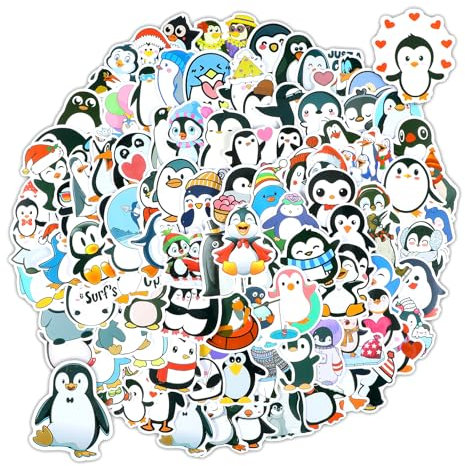 Tyqour 100 Stück Nette Pinguin Aufkleber für Laptop,Süße Pinguin Sticker Pinguin Cartoon Tier Aufkleber Pinguin Geschenk für Kinder Teens Jungen,Pinguin Stickers für Skateboards Tablets Kühlschränke