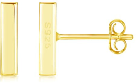 Loutade Gold Damen Ohrstecker aus 925 Sterling Silber, Hypoallergen Kleine Flache Stab Ohrstecker Gold Ohrringe, Schlichte Knorpel Tragus Schlafen Stäbchen Ohrringe Silber 925 Ohrschmuck Geschenke