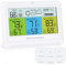 Wetterstation mit 3 Außensensor, Wetterstationen Innen und Außentemperatur mit Wettervorhersage, Temperaturwarnung, Luftdruckanzeige, Dimmbare Farbdisplay, Min/Max, USB/Batteriebetrieb