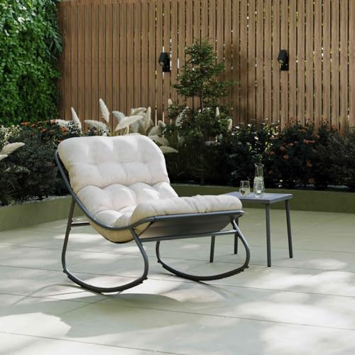 CHARLES BENTLEY Porto Rocking Chair Recliner Steel, Oatmeal, One Size