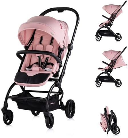 Chipolino Kinderwagen Revolut, Sitz 360 Grad drehbar, verstellbar, EVA-Reifen rosa