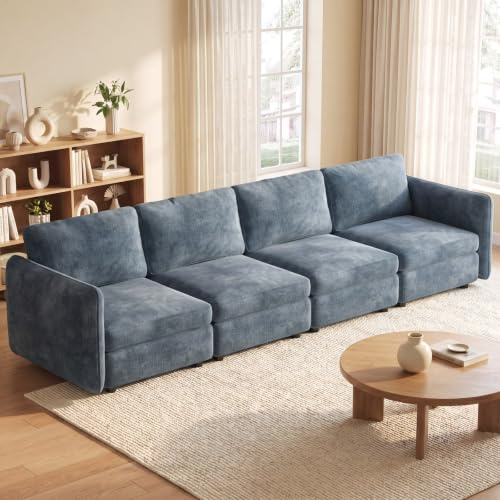 Guyii Large 4-Piece Sofa, Modern 4 Seat Couch with Deep Cushions, 4-Seater Convertible Sofa for Living Room, Home Office, 120.07 L