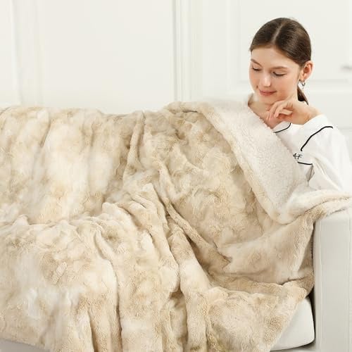 COZYTY Wärmedecke – Heizdecke Mit Abschaltautomatik 150×200cm, Milchweißes | 6 Heizstufen & 10h Auto-Abschaltung, Überhitzungsschutz, Maschinenwaschbar — Tie-Dye Fleece Heizdecke für Home & Office