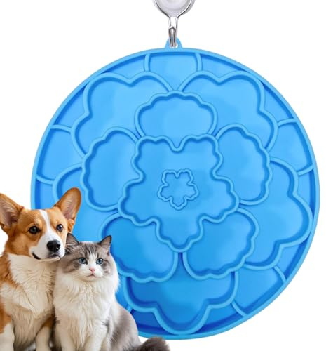Pet Slow Fütterungsmatte, Silikon 20x19cm doppelseitiges Gericht | Hunde-Leckmatte mit Saugnäpfeln, Anti-Koch-Training, Katzen-Slow-Feeder-Tablett | Welpen Angstlinderung Langeweile Kiste Fütterung