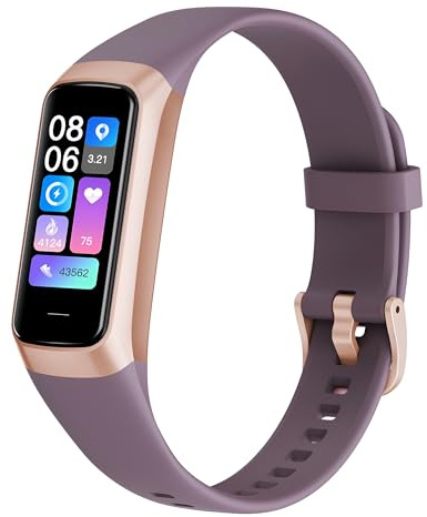 Slim Fitness Tracker, Smart Watch 1.10 AMOLED Touch Display, 24/7 Heart Rate, Blood Pressure Monitor, Sleep Tracker, Step Counter, Waterproof Smart Pedometer Band for Women & Men (Bordeaux)