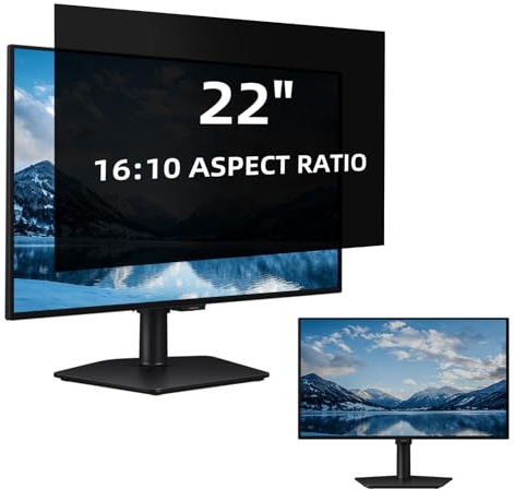 Hinnwer Computer Privacy Screen 22 Inch for Widescreen 16:10 (WxH:475x297.5mm) - Anti-Spy/Anti-Scratch/Anti-Glare - Removable - Screen Protector PC Monitor Privacy Filters