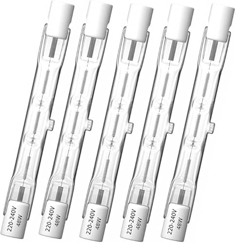 5 Stück R7S Halogenstab 78mm 80W 230V Dimmbar Warmweiß Leuchtmittel | 1550 Lumen, 2800K, Für Innen, Linear, Klarglas, Fünf Stücke, Set, Energiesparend, Heller Strahler, Lange Lebensdauer