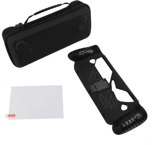 Ensemble de coques de protection en TPU avec protecteur d'écran et sac de transport pour console portable Rog pour Xbox X, coque absorbant les chocs dans la teinte blanche (noir)