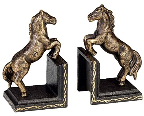 2 serre-livres cheval fer statuette style antique 16cm