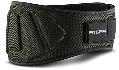FITGRIFF® Gewichthebergürtel V1 - Fitness-Gürtel für Bodybuilding, Krafttraining, Gewichtheben - Trainingsgürtel für Damen und Herren (Army Green, 108cm - 118cm Bauchumfang (XX-Large))