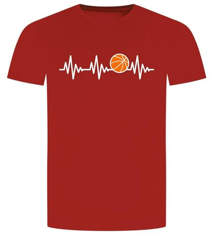 Herzschlag Basketball T-Shirt - EKG Dunking Korbleger Rot S