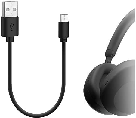 GEEKRIA Cable Cargador Tipo C Compatible con Sony WH-1000XM4 WH-1000XM3 WH-XB900N WH-CH710N WH-H910N WH-H800 WH-XB700 WH-CH510 / Cable de Carga USB-A a USB-C para Auriculares (Negro 1ft)