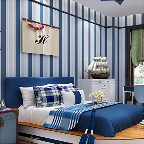Blau Weiß Gestreift Mediterranen Stil Vliestapete Moderne Einfache Wohnzimmer Schlafzimmer Tv Hintergrund Wand Dekor Tapete10m*0.53m