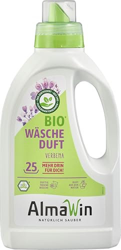 AlmaWin® Wäscheparfüm mit zitronigem Verbena-Duft & Eukalyptus [2x 750ml] - Bio Wäscheduft Waschmaschine kombinierbar mit Flüssig- & Pulverwaschmitteln - Wäscheparfum