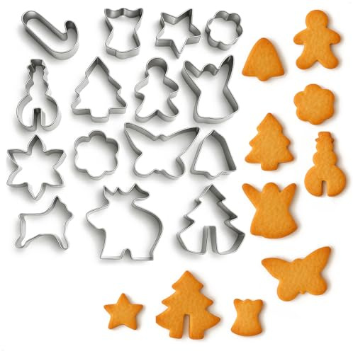 com-four® 15x Plätzchen Ausstechformen aus Edelstahl, Plätzchenformen | Keksausstecher für Weihnachten