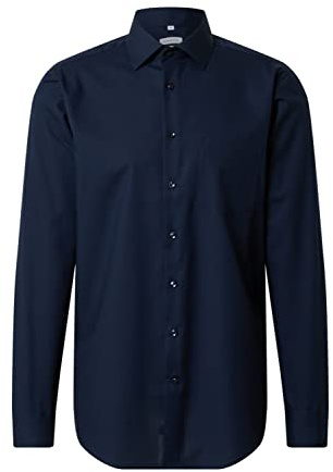Seidensticker Herren Mens Regular Longsleeve Cotton Business Shirt, Dunkelblau(001000), 40 EU