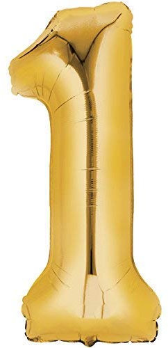 CEPEWA GmbH Folienballon, Zahl 1, 80cm Gold Zahlenballon, Luftballon, Geburtstag, Zahl für Helium und Luftfüllung geeignet (Zahl: 1)