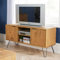 Home Source Acadia TV Media Plasma Unit Industrial Wooden Cabinet Stand Doors Shelves 115cm, Pine