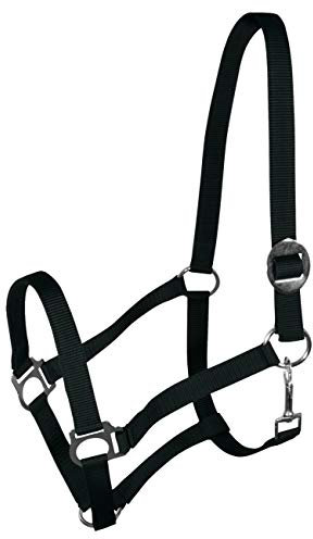 York Nylonhalfter Halfter Genickstück Verstellbar durch Schiebeschnalle Harmony Pferdehalfter (Pony, schwarz)