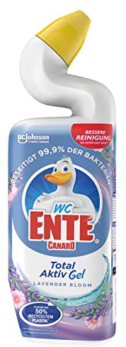WC-Ente Total Aktiv Gel, Flüssiger WC Reiniger antibakteriell, Toilettenreiniger, Lavender Bloom, 1er Pack (1 x 750 ml)