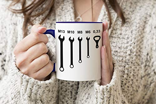 Trendy Beer Bier Mechanic Wrench Set Blue Handle Mug Coffee Tea Mug 330ml Cup