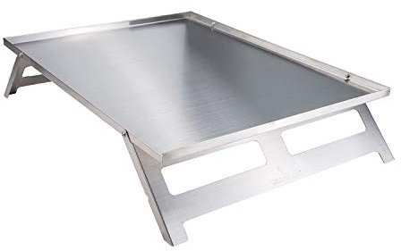 Winnerwell Zubehörtisch für flache Feuerstelle – XL | Tragbarer Edelstahltisch für Feuerschale und Camping