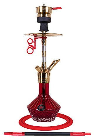 Amy Deluxe Shisha »Fusion Shine S« SS33.02 - Edelstahl - Schraubsystem, Closed Chamber, Schliff Adapter - mit Zubehör: Schlauch, Mundstück, Kopf mit Kaminaufsatz gold-rot