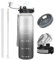 OLDLEY 1L/32oz Sports Water Bottle with 2 Different Lids, 1000ml Motivational Drinks Bottle with Time Markings Leak Proof Drink & Lock Cover, BPA Free for Gym School Cycling Running Hiking
