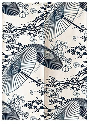 Hiseng Japonais Noren De Rideau de Porte Diviseur Tapisserie Fenêtre Rideaux Panneau, Tenture Décoration pour Chambre à Coucher Cuisine Restaurant Embrasure (Branche Fleurie,80x120cm)