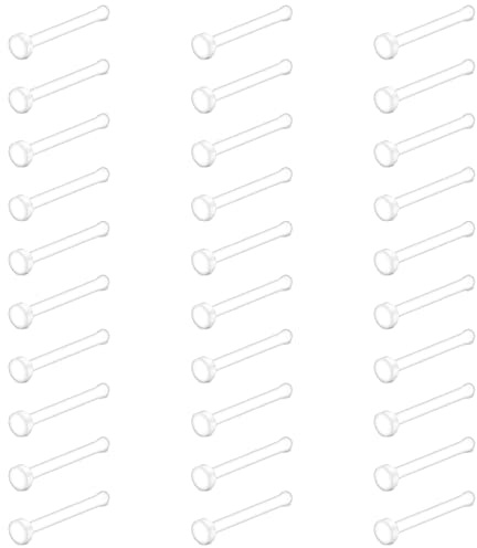 Crdifu 30 Stück 7mm Klar Nasenpiercing Stecker Retainer, 22G 0,6mm Nasenstecker aus Plastik Gerade, Bioflex Kunststoff Flexibel Nasen Piercing Stecker Flach, Nose Piercing Set