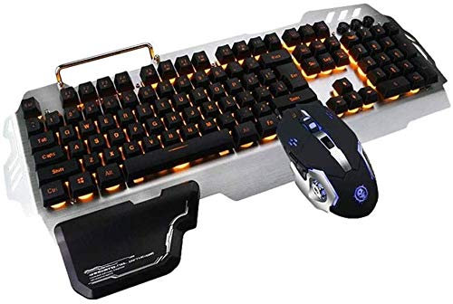NCRD Wired Gaming Keyboard Mouse Combo LED Rainbow Backlit Gaming Keyboard RGB Gaming Mouse Ergonomic Wrist Rest 104 Keys Keyboard Mouse for Windows & Mac PC Gamers