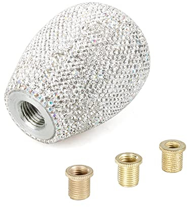 muge racing Bling Crystal Car Gear Shift Knob, Auto Interior AccessoriesGear Lever Shift Knob with 3 Adapters Universal for Most Vehicles(Oval)