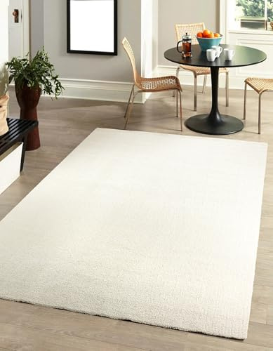 DomDeco Waschbarer Teppich Feel, super weicher und Flexibler 11mm Kurzflor für Wohnzimmer/Schlafzimmer/Kinderzimmer 240 x 340 cm Creme