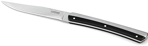 Coltello Bistecca Chuleteros K2 Lama Liscia cm 22,5 cm - Manico Inox finitura rivettata - Confezione 6 pezzi (MANICO ACRILICO NERO)