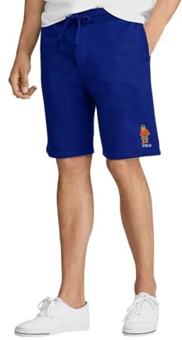 Polo Ralph Lauren Herren-Shorts aus Baumwolle/Polyester-Mischgewebe, Bären-Fleece, Marineblau (Beach Bucket Hat Bear), XL