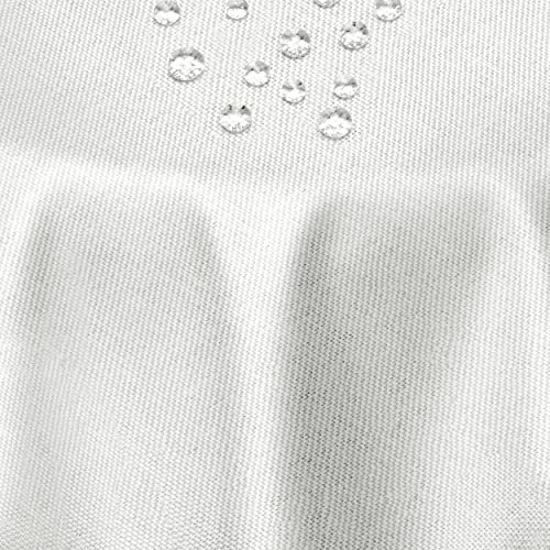 Leinen Optik Tischdecke Tischtuch Tafeldecke Leinendecke Abwaschbar Wasserabweisend Oval 160 x 220 cm Weiss Fleckschutz Pflegeleicht mit Saumrand Leinentuch