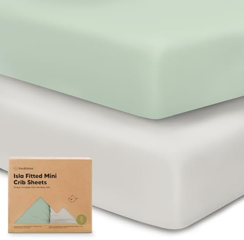 Drap de lit bébé en Bambou Bio de 2 pièces - 97x66 Pack n Play Drap de lit bébé, Drap de lit bébé Respirant, Drap de lit bébé Playard pour garçon et Fille (Sage)