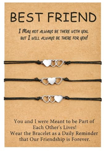 MANVEN Beste Freundin Armband für 3 Freundschafts Geschenke, Herz Armband für Freunde, Frauen, Mädchen, Geburtstag, Weihnachtstag, Damen