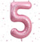 Luftballon 5.Geburtstag,Zahlen 5 Luftballon Rosa,40 Zoll XXL Pastell Rosa Folienballon Hell Pink Zahlenballon 5 Helium Ballon,Luftballon 5.Geburtstag für 5 Jahre Geburtstagsdeko Kinder Junge Mädchen