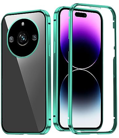 Compatible con Funda Realme 11 Pro Plus Transparente, Carcasa Realme 11 Pro+ Doble Cara Espejos Clear Protección Antigolpes y Anti-Arañazos Slim Case (Verde)