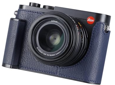 SIUTATDSH Kamera-Halbtasche für Leica Q2, Vintage-Metall, echtes Leder, Kamera-Schutzhüllen stilvoll, tragbar, stoßfest
