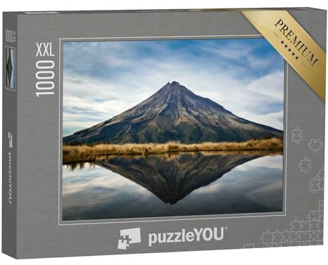Puzzle 1000 Teile XXL „Perfekte Reflektion des Vulkans Taranaki auf der Nordinsel Neuseelands“ – aus der Puzzle-Kollektion Neuseeland