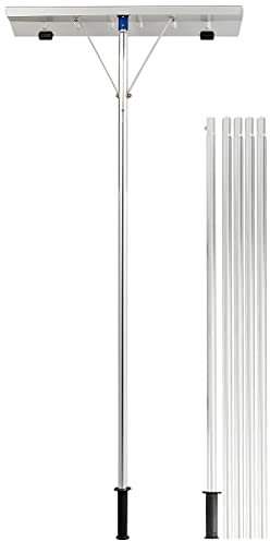 COSTWAY Dach Schneeräumer mit Rollen, Dachschneeräumer aus Aluminium, Schneeschaufel mit rutschfestem Griff, Einstellbereich 160-610 cm, Schneeschieber Dachräumer für Dach