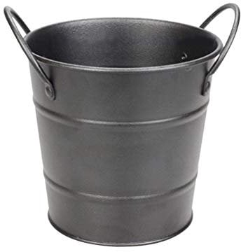 ice bucket, Mini Ice Bucket Two Handles Portable Black Metal Ice Container French Fries Buckets Pails for Bar Home Party
