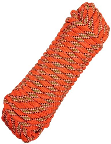 Corde Multi-usages de 10mm, Corde de Sauvetage pour Bateau, Corde de remorquage de Voiture, Corde de Levage, Corde d'escalade (Orange, 20m)