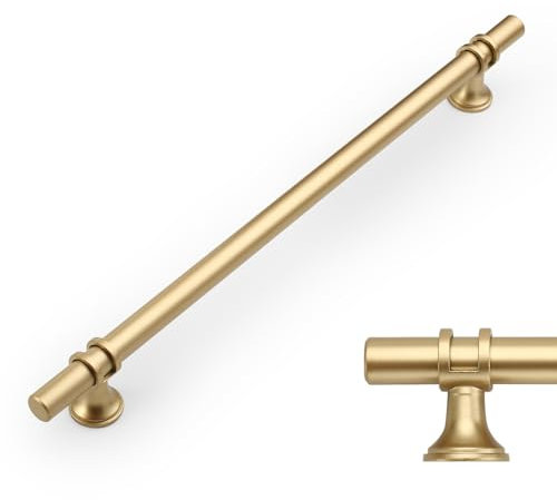 Amerdeco 10 Pack Gold Cabinet Pulls 10 Inch(256MM) Hole Centers Kitchen Cabinet Handles Cabinets Hardware Drawer Pulls AM002