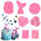 Zasvec Silikonform Meerjungfrau Fondantform 7 Stück Silikon Fondant Formen 3D Meerjungfraus Silikon Backformen Meerjungfrau Schwanz Fondantform Muschelform DIY Backform für Kuchen, SüßIgkeiten